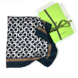 Foulard pura Seta Cm 70x70 stampa Geo'70 colore Nero Cod 360