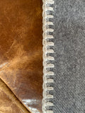 YACHT BLANKET IN PURE WOOL GREY, SADDLE STITCH. COD 039