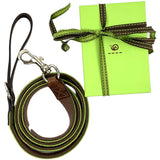 GREEN LEASH WITH WHITE AND BROWN STRIPE CODE 430