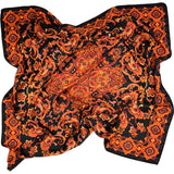 Foulard pura Seta Cm 90x90 Stampa Paisley Nero Cod 468
