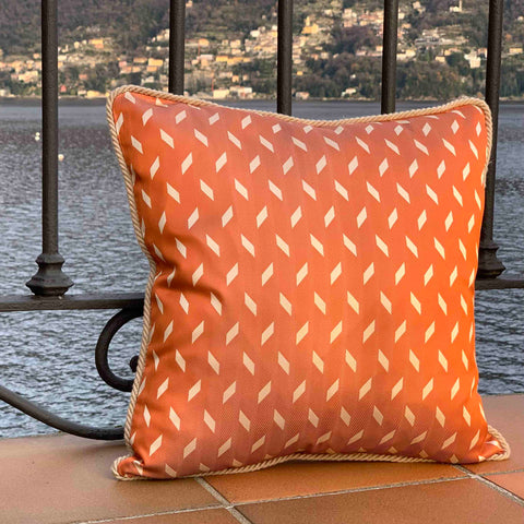 Pure Jacquard Silk Pillow, Cm 40X40  geo design color Orange Cod 472