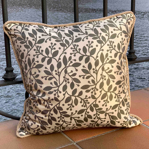 Pure Jacquard Silk Pillow, Cm 40X40  ramage design color Green Cod 479