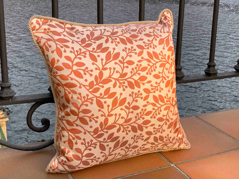 Pure Jacquard Silk Pillow, Cm 40X40  ramage design color Orange Cod 480