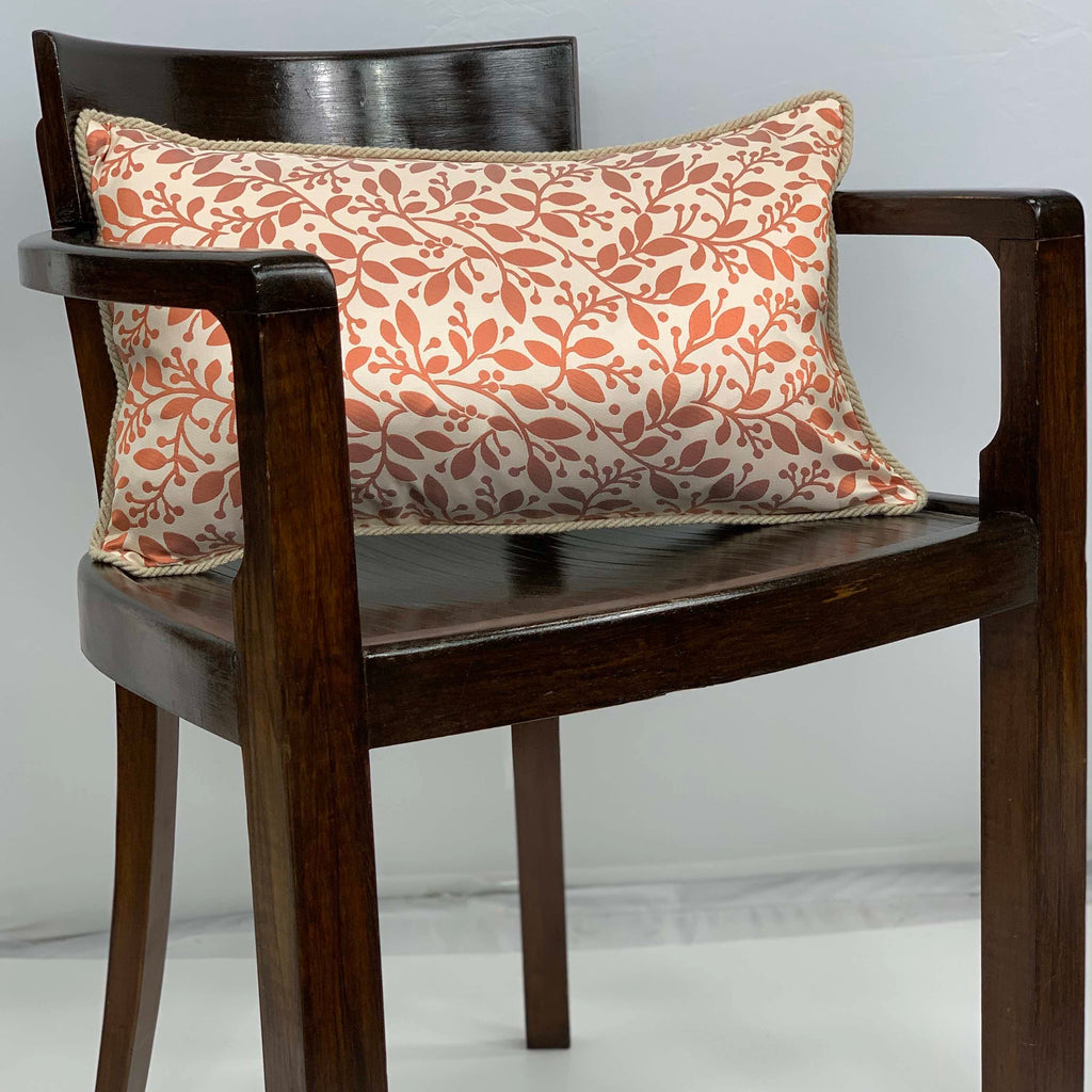 Cuscino in Seta Jacquard Cm 30x50 disegno ramage colore Arancio Cod 48 –  Slowconcept