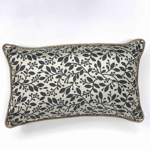 Pure Jacquard Silk Pillow, Cm 30x50  ramage design color Grey Cod 485