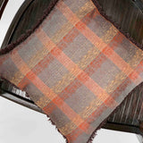 Cuscino in Seta  Vintage Cm 40x40 disegno check colore marrone  Cod 502