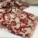 Printed cotton and linen sofa cloth, red baroque Cod 506