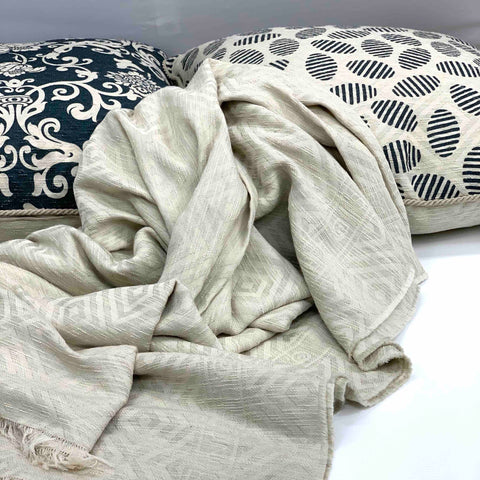 Semisolid cotton and linen sofa cloth,  color ecru Cod 508