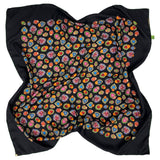 Foulard pura seta nero cm 90x90 disegno cuori multicolor Cod 533