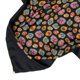 Foulard pura seta nero cm 90x90 disegno cuori multicolor Cod 533