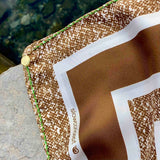 Foulard cm 90x90 Pura Seta disegno geometrico marrone Cod 539