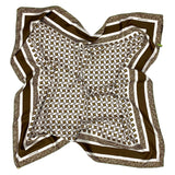 Foulard cm 90x90 Pura Seta disegno geometrico marrone Cod 539