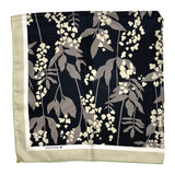 Foulard cm 90x90 Pura Seta disegno botanico nero  Cod 544