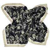 Foulard cm 90x90 Pura Seta disegno botanico nero  Cod 544