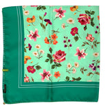 Foulard cm 90x90 Pura Seta disegno Rose colore Acqua Cod 551