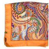 Foulard cm 90x90 Pura Seta disegno Paisley Hippy colore Arancio Cod 554