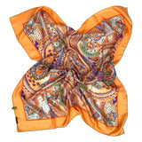 Foulard cm 90x90 Pura Seta disegno Paisley Hippy colore Arancio Cod 554