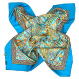 Foulard cm 90x90 Pura Seta disegno Cashmere colore Azzurro Cod 556