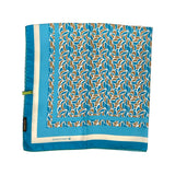 Foulard in Pura Seta cm 70x70 disegno foglie ’70 colore Blu. Cod 559