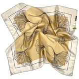 Foulard in Pura Seta cm 70x70 disegno bio fiore color oro Cod 562