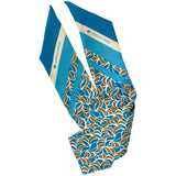 Bandeau in Pura Seta disegno foglie anni 70 colore blu. Cod 567