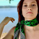 Foulard in Pura Seta cm 70x70 disegno bambù colore verde Cod 573