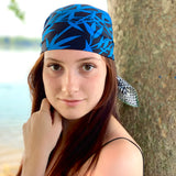 Foulard in Pura Seta cm 70x70 disegno bambù colore blu Cod 574