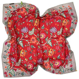 Foulard in Pura Seta cm 70x70 disegno fiore indiano colore rosso Cod 575