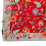 Foulard in Pura Seta cm 70x70 disegno fiore indiano colore rosso Cod 575