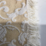Coperta Lana Seta Jacquard disegno barocco colore champagne retro ecru Cod 597
