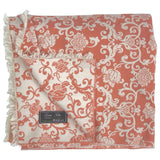 Coperta Lana Seta Jacquard disegno barocco colore Rosa retro ecru Cod 598