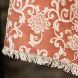 Coperta Lana Seta Jacquard disegno barocco colore Rosa retro ecru Cod 598