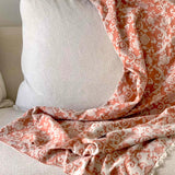 Coperta Lana Seta Jacquard disegno barocco colore Rosa retro ecru Cod 598