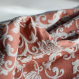 Coperta Lana Seta Jacquard disegno barocco colore Rosa retro ecru Cod 598
