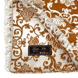 Coperta Lana Seta Jacquard disegno barocco colore Mattone retro ecru Cod 599