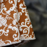 Coperta Lana Seta Jacquard disegno barocco colore Mattone retro ecru Cod 599