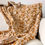 Coperta Lana Seta Jacquard disegno barocco colore Mattone retro ecru Cod 599