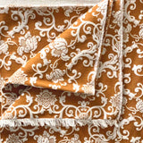 Coperta Lana Seta Jacquard disegno barocco colore Mattone retro ecru Cod 599