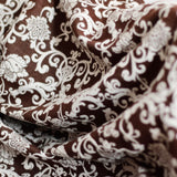 Coperta Lana Seta Jacquard disegno barocco colore Cacao retro ecru Cod 600