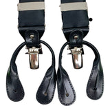 Bretelle Larghe in seta nere con clips o asole per bottoni pantalone. Cod 615