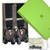 Bretelle Larghe in seta nere con clips o asole per bottoni pantalone. Cod 615