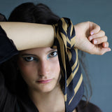 Bandeau in Pura Seta disegno zebra colore nero e beige. Cod 625