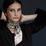 Bandeau in Pura Seta disegno ramage colore beige. Cod 626
