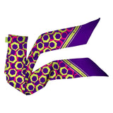 Bandeau in Pura Seta disegno geometrico ’70 colore viola e verde. Cod 627