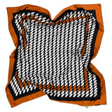 Foulard cm 90x90 Pura Seta disegno ovali colore nero arancio Cod. 650
