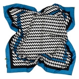 Foulard cm 90x90 Pura Seta disegno ovali colore nero blu Cod. 651