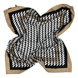 Foulard cm 90x90 Pura Seta disegno ovali colore nero beige Cod. 652