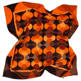 Foulard cm 90x90 Pura Seta disegno geometrico ‘70 colore Arancione Cod. 654