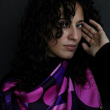Foulard cm 90x90 Pura Seta disegno Vernier ‘70 colore Viola Cod. 655