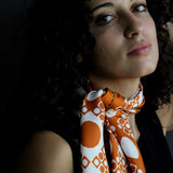 Foulard cm 70x70 Pura Seta disegno gran pois monocolore Ruggine Cod. 667